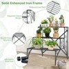 Tangkula 3 Tier Storage Shelf Metal Ladder Plant Stand Flower Pot Display Shelf Rack Natural for Indoor&Outdoor - 3 of 4