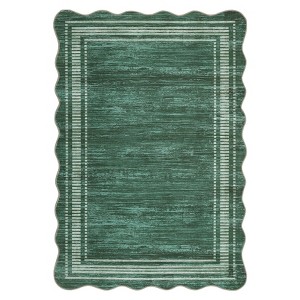 Washable Modern Bordered Non Slip Area Rugs for Living Room Dining Room, Low Pile Geometric Carpet for Home Office - 1 of 4