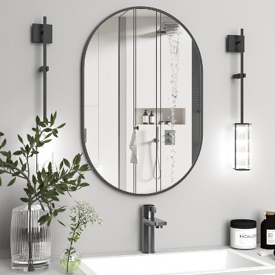 Oval Bathroom Mirror for Over Sink, Modern Wall Mounted Vanity Mirror, Decorative Bathroom Wall Decor