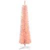 HOMCOM 7ft Tall Pencil Prelit Artificial Christmas Tree Holiday Décor with 500 Colorful Surface Branches, 250 Colorful LED Lights, Pink - 4 of 4