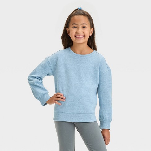 Girls Fleece Crew Pullover Sweatshirt Cat Jack Aqua Blue Xxl Target