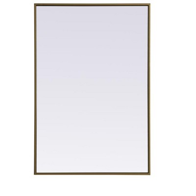 Elegant Lighting Metal Frame Rectangle Mirror 24x36 Inch in Brass