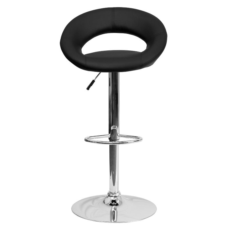 Emma and Oliver 2 Pack Contemporary Vinyl Rounded Orbit-Style Back Adjustable Height Barstool with Chrome Base, 5 of 8