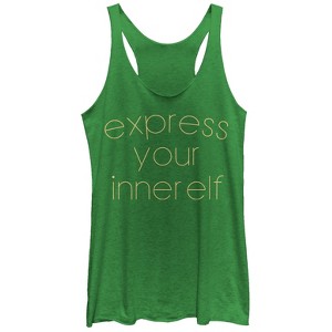 Women's CHIN UP Christmas Express Your Inner Elf Racerback Tank Top - 1 of 3