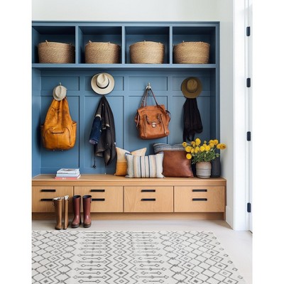 Ivory Moroccan Trellis 5' x 8' Easy-Care Synthetic Area Rug