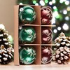 6pc Majestic Gold Glittered Floral Bauble Christmas Ornament Set, Maroon and Green Round Tree Balls| OrnamentallyYou - 3 of 4
