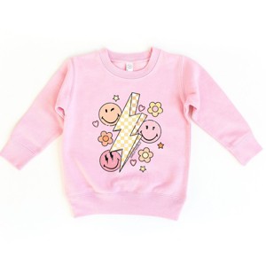 The Juniper Shop SmileyWorld Checkered Lightning Floral Toddler Sweatshirt - 1 of 4