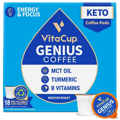 VitaCup Genius Energy & Focus Medium Roast Coffee - Single Serve Pods - 18ct - image 1 of 4