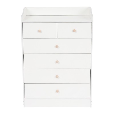 YIYIBYUS Tall Storage Cabinet for Bedroom, White Cabinet with 6 Drawers
