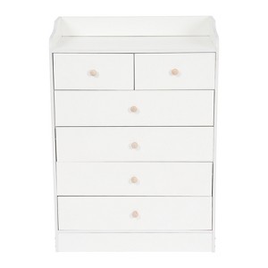 YIYIBYUS Tall Storage Cabinet for Bedroom, White Cabinet with 6 Drawers - 1 of 4