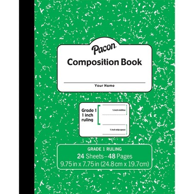 Pacon Composition Notebook 9.75" x 7.5" Manuscript Ruled Green Marble