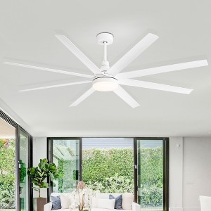 Airsurfer 72" Black Windmill Ceiling Fan with Color-Changing LED Light & Remote, 8 ABS Blades for Large Rooms, DC Motor, 7''&12'' Downdods - 1 of 4