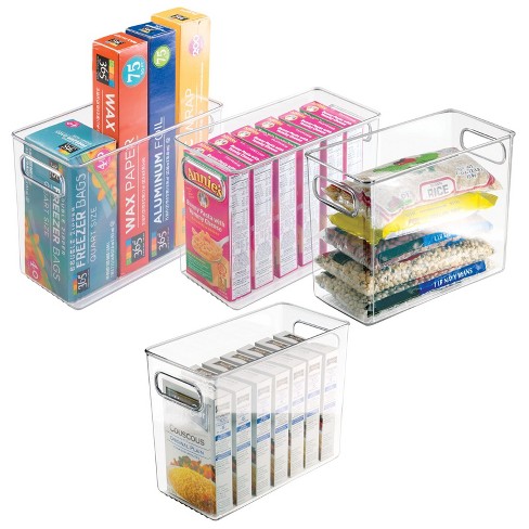 mDesign Plastic Slim Organizing Bin for Kitchen Pantry Cabinet, Fridge or  Freezer, Food Organization Storage Bin with Handles, Pantry or Kitchen