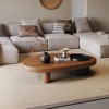 Modern Oval Solid Wood Coffee Table with Hidden Storage - 3 of 4