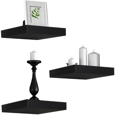 Black MDF Floating Wall Shelves for Living Room