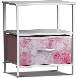 Sorbus 1 Drawers Nightstand with Shelf - Steel Frame, Wood Top & Easy Pull Fabric Bins - Perfect for Home, Bedroom, Office & College Dorm - 1 of 4