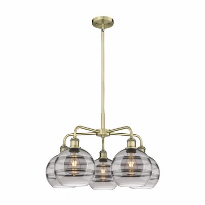 Rochester - 5 Light Stem Hung Chandelier In Industrial Style-15.38 Inches Tall and 26 Inches Wide