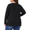 Agnes Orinda Women's Plus Size V Neck Long Sleeve Button Decor Solid Casual Tunic Tops - 4 of 4