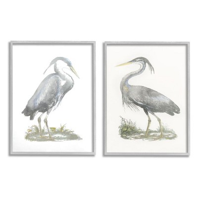 Stupell Industries Minimalist Vintage Cranes Marshland Birds Gray ...