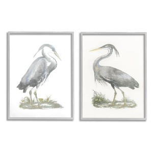 Stupell Industries Minimalist Vintage Cranes Marshland Birds Gray Framed Giclee 2pc Set, 11 x 14 - 1 of 3