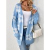 Coolmee Women's Long Sleeve Open Front Cardigans Floral Color Block Loose Knit Sweaters Outwear Coat - 2 of 4