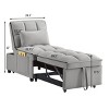 Single Pull Out Velvet Sofa Bed, Convertible Sleeper Chair with Storage Pocket & Adjustable Backrest for Apartment or Dorm-3irtyhousy - 4 of 4