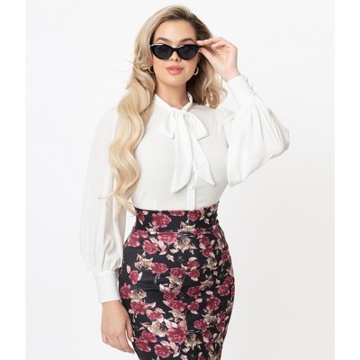 Unique Vintage Women's Neck Tie Gwen Blouse