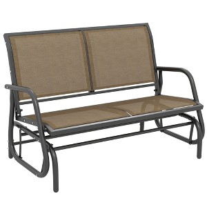 Outsunny 2-Person Outdoor Glider Bench, Patio Double Swing Rocking Chair Loveseat w/Powder Coated Steel Frame for Backyard Garden - 1 of 4