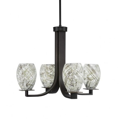 Toltec Lighting Apollo 4 - Light Chandelier in  Dark Granite with 5" Natural Fusion Shade