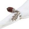 Saro Lifestyle Saro Lifestyle Napkin Ring Holders With Acorn Leaf Topper (Set of 4), Silver, - 2 of 4