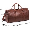 Waterproof Leather Weekender Duffel Bag with Shoe Compartment, Carry-On Overnight Travel Bag for Men & Women in Brown - 3 of 4