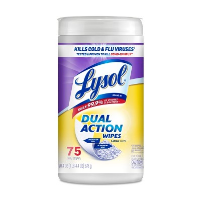 Lysol Citrus Disinfecting Dual Action Wipes - 75ct : Target