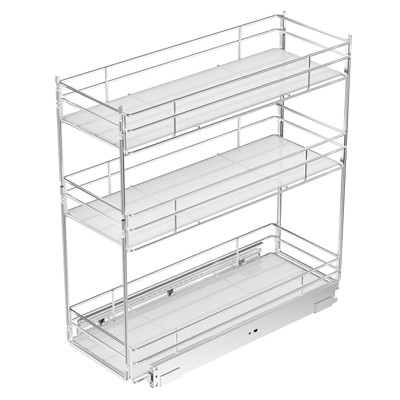Pull Out Spice Rack for Narrow Cabinet (6" W X 20.5" D),3 Tier Heavy Duty Sliding Spice Cabinet Organization Shelf Racks