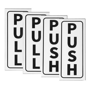 Unique Bargains PVC Self-Adhesive Waterproof Store Shops Push Pull Door Sign 2 Set - 1 of 4