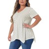Agnes Orinda Women's Plus Size V Neck Asymmetric Short Sleeve Polka Dots Blouses - 2 of 4