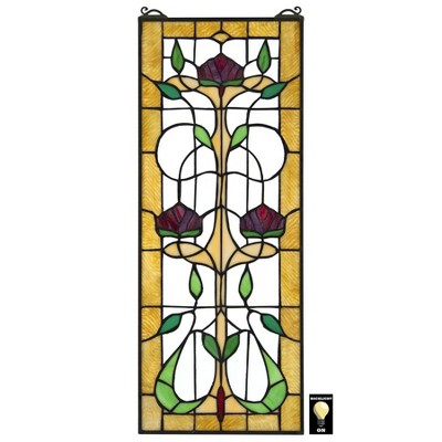 Design Toscano Ruskin Rose Three Flower Tiffany-style Stained Glass ...