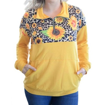 Women's Sunflower Zip Up Pullover - Shirley Stone