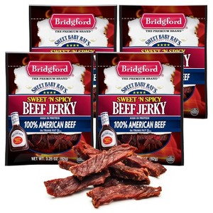 Bridgford Sweet Baby Ray’s Beef Jerky Sweet N Spicy 3.25 oz - Ready-to-Eat High Protein Sweetened Spicy Beef Jerky for On-the-Go Snacking - 1 of 4