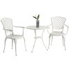 VYNXARIA 3 Piece Patio Bistro Set Cast Aluminum Bistro Table and Chairs Set of 2 with Umbrella Hole,White - 2 of 4