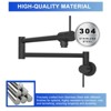 Yukimo Pot Filler Faucet - Wall Mount Kitchen Sink Faucet Folding Stretchable with Single Hole Two Handles, Matte Black - 4 of 4