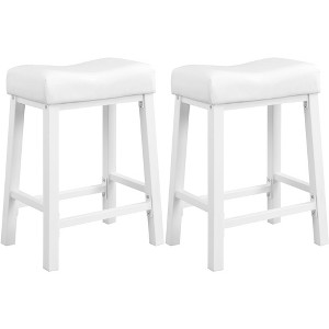 eHemco Heavy-Duty Padded Faux Leather Saddle Seat Metal Kitchen Bar Stools, Set of 2, 24.8 Inches - 1 of 4