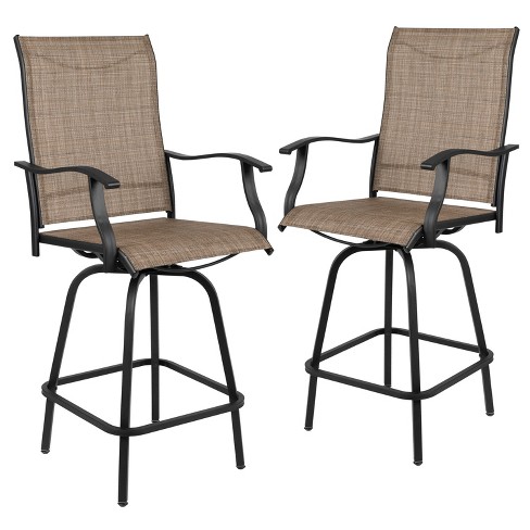 360 Swivel All-Weather Outdoor High Back Padded Textilene Chairs Backyard Poolside Patio Bar Height Stools Sets of 2 Patio Furniture Set for Lawn new2pcs Balcony 