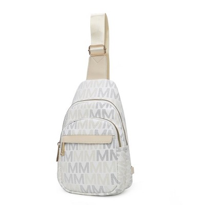 MKF Collection Helaena M Logo-Printed Vegan Leather Sling Bag for Women, Crossbody Purse by Mia K