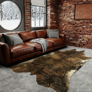LOVEVOOK Faux Cowhide Rug 5x6.2 Feet, Cow Print Rugs for Bedroom Living Room Western Decor, Faux Fur Animal Cow Hide Carpet - 1 of 4