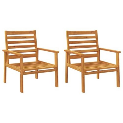 vidaXL Patio Sofa Chair Set - 2pcs Solid Acacia Wood for Garden, Balcony, Patio - Comfortable Seating with Armrests and Backrest