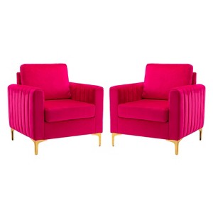 Set of 2 Iapygia Contemporary Tufted Wooden Upholstered Club Chair with Metal Legs for Bedroom Club Chair| ARTFUL LIVING DESIGN - 1 of 4