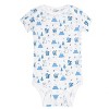 Everyday Kids 7-Pack Blue Short Sleeve Baby Boys Bodysuits – 100% Soft Cotton with Cute Whales, Bears, Stars and Solid Colors - 3 of 4