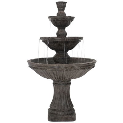 Sunnydaze 55"H Electric Polystone Classic Style 3-Tier Designer Outdoor Water Fountain, Dark Brown