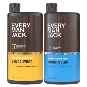 Every Man Jack 16.9 fl oz Sandalwood Body Wash + 16.9 fl oz Mountain Air Body Wash - 1 of 4