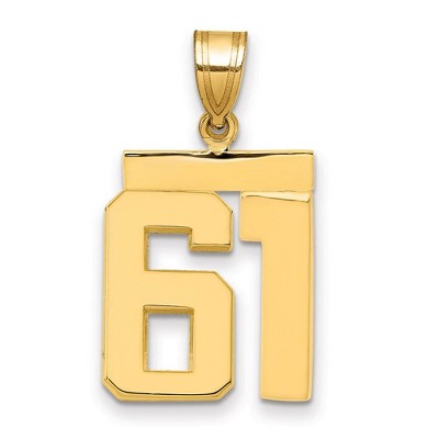 Black Bow Jewelry 14k Yellow Gold, Athletic Collection Medium Polished Number 61 Pendant